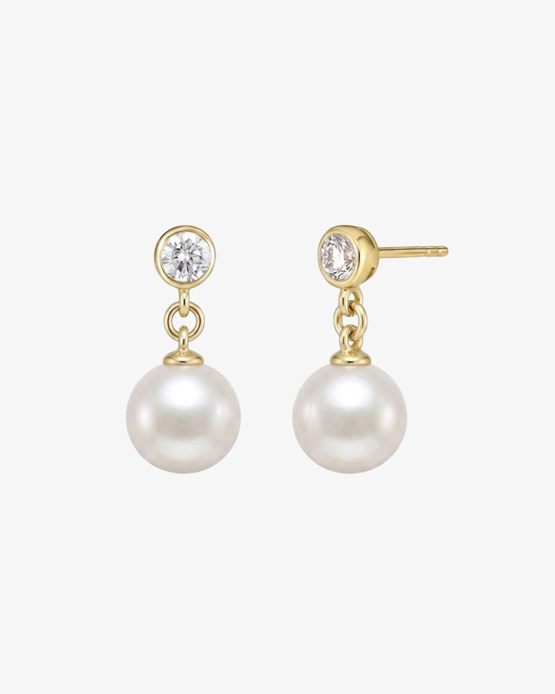 Diamond Pearl Drop Earring
