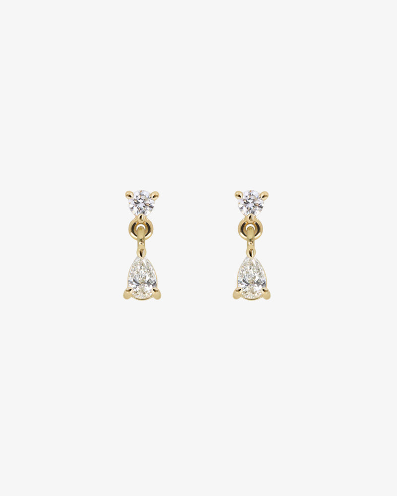Juliette Pear and Round Diamond Stud Earrings