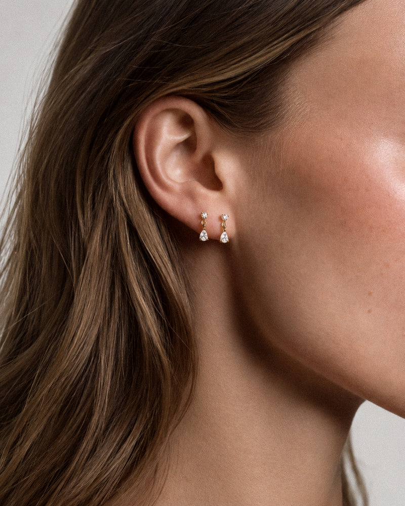 Juliette Pear and Round Diamond Stud Earrings