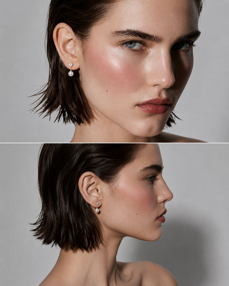Diamond Pearl Drop Earring