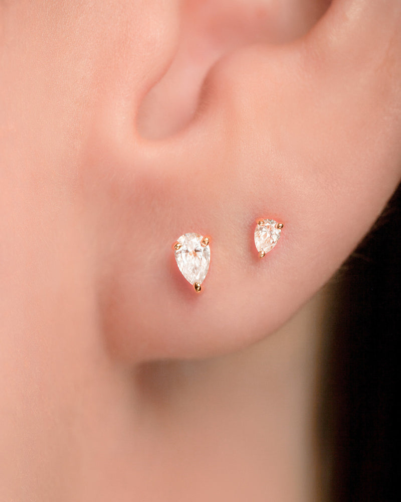 Mini Pear Diamond Stud