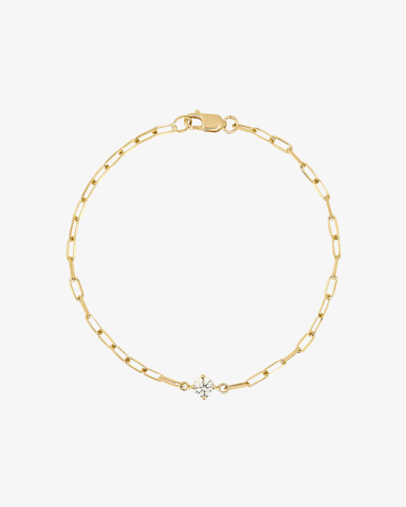 Single Diamond Paperclip Bracelet