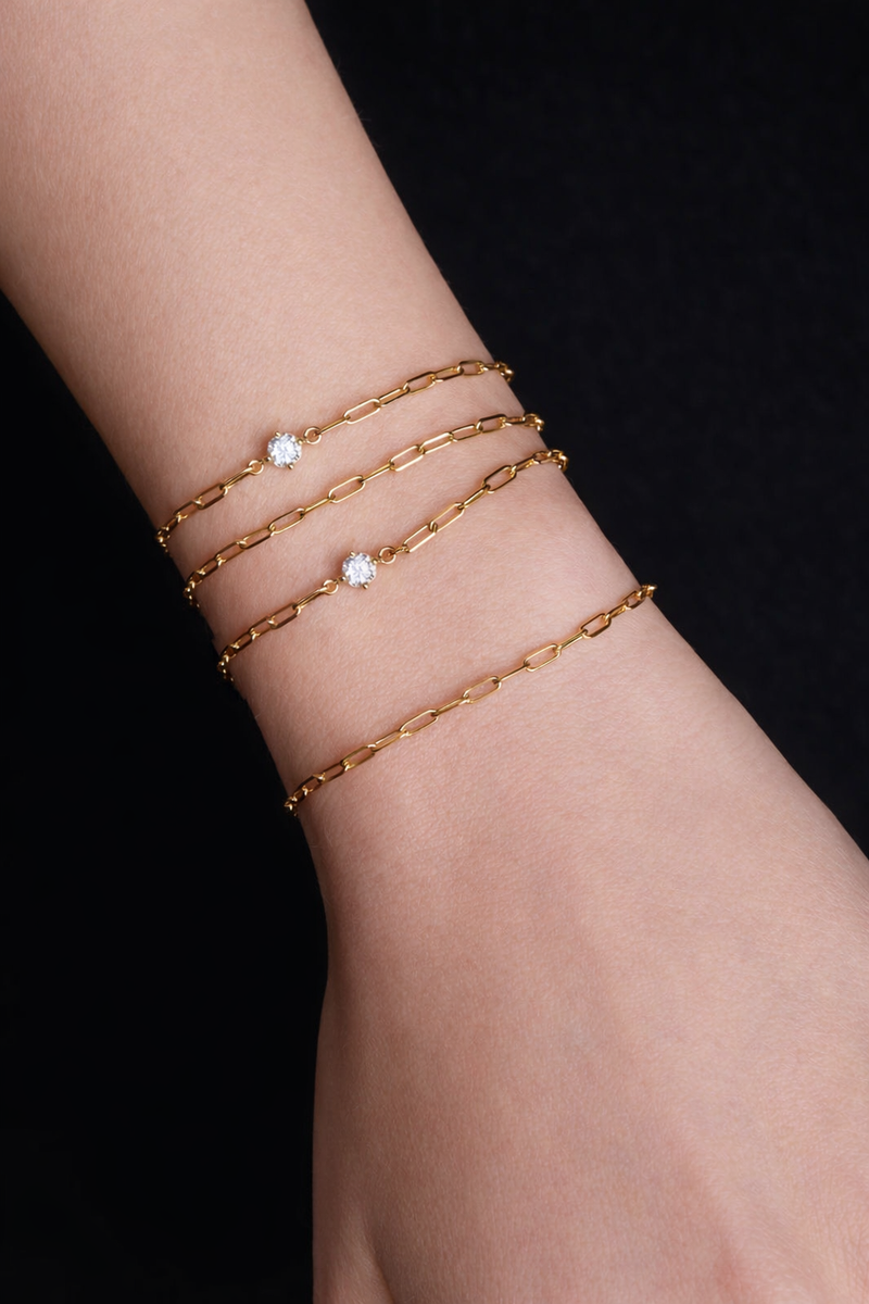 Single Diamond Paperclip Bracelet