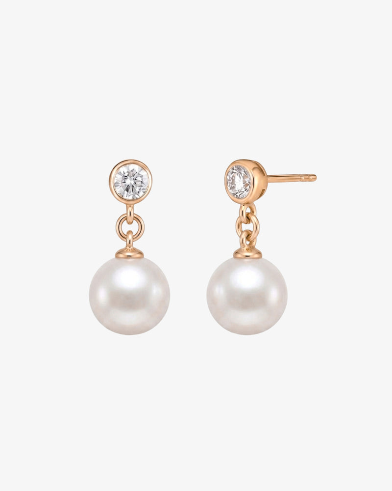 Diamond Pearl Drop Earring