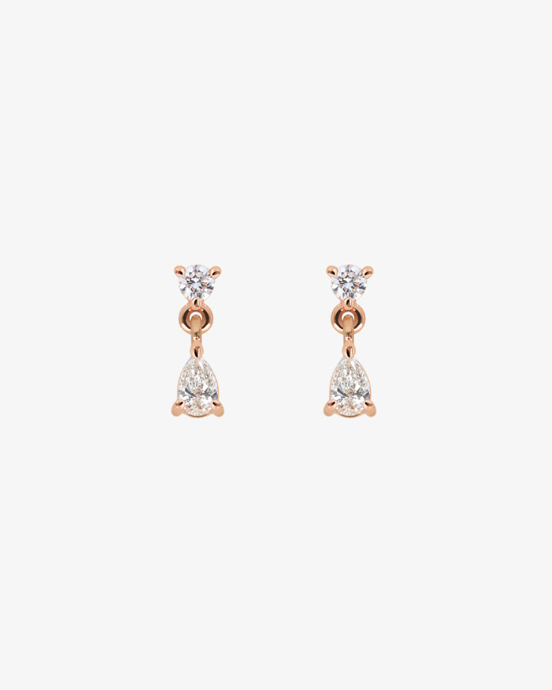 Juliette Pear and Round Diamond Stud Earrings