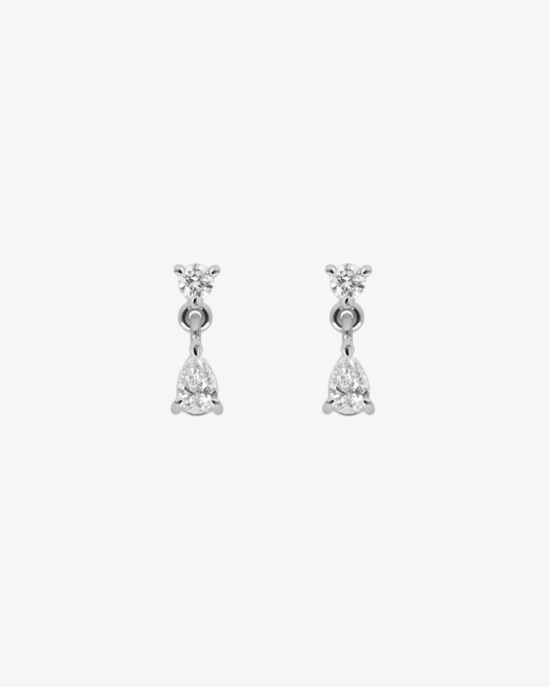 Juliette Pear and Round Diamond Stud Earrings